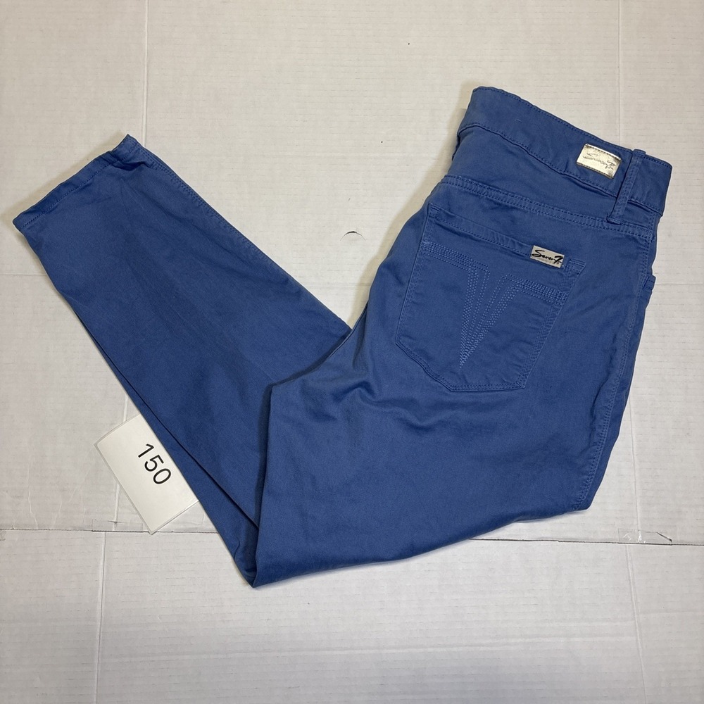 Seven7 Womens High Rise Skinny Crop Pants Size 16 Blue Stretch Denim Jeans